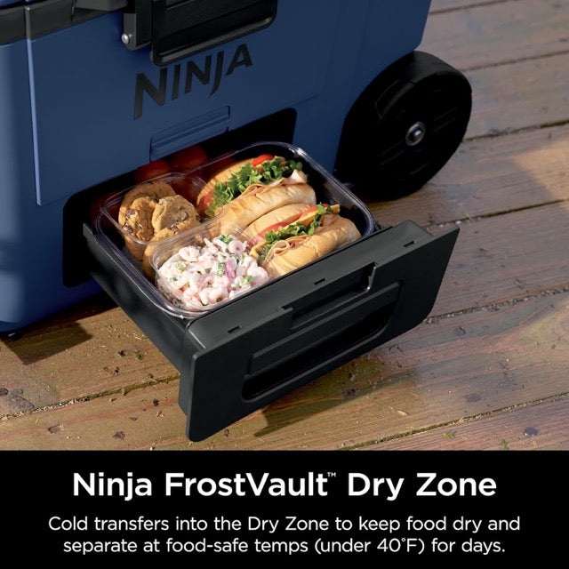 Ninja FrostVault Cooler with Wheels – 45QT – Insulated Hard Cooler with Temp Dry Storage Drawer