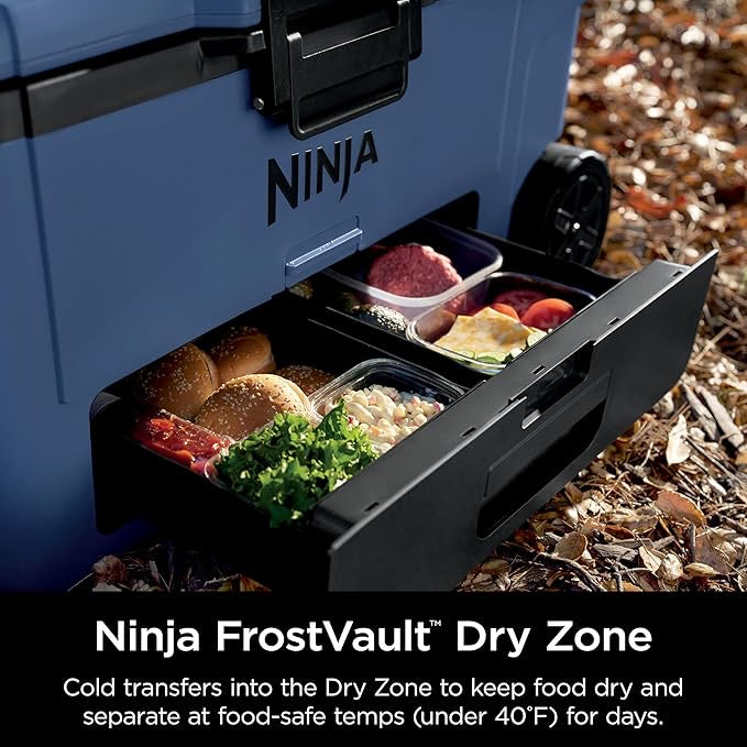 Ninja FrostVault Cooler with Wheels – 45QT – Insulated Hard Cooler with Temp Dry Storage Drawer