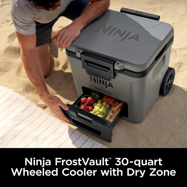 Ninja FrostVault Cooler with Wheels – 45QT – Insulated Hard Cooler with Temp Dry Storage Drawer