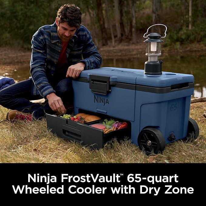 Ninja FrostVault Cooler with Wheels – 45QT – Insulated Hard Cooler with Temp Dry Storage Drawer