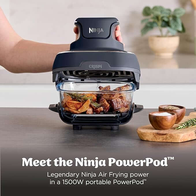 Ninja Crispi 4-in-1 Glass Air Fryer 450°F Non-Toxic 4QT & 6-Cup Glass Containers w/Lids