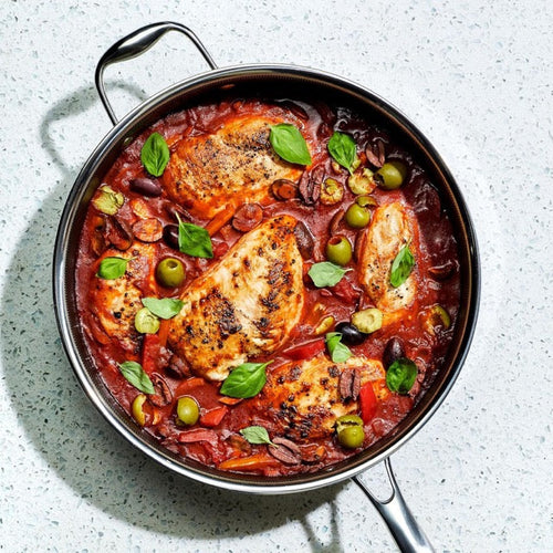 HexClad Hybrid Nonstick 5.5-Quart Deep Sauté Pan with Glass Lid