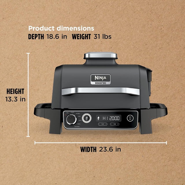 Ninja Woodfire Series 7-in-1 Outdoor Grill & Smoker – Grill, BBQ, Roast, Air Fry, Dehydrate, Broil & Smoke