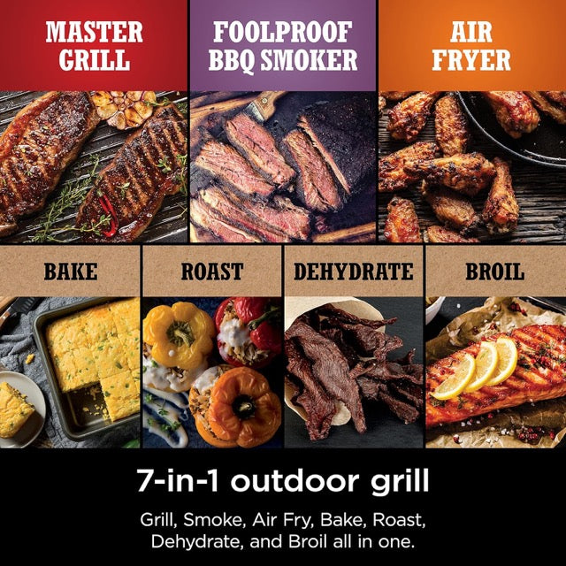 Ninja Woodfire Series 7-in-1 Outdoor Grill & Smoker – Grill, BBQ, Roast, Air Fry, Dehydrate, Broil & Smoke